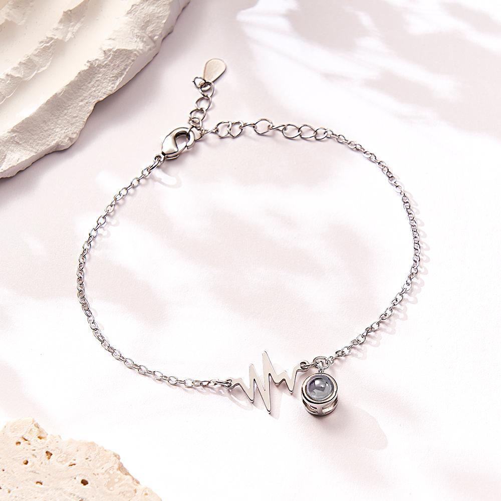 Bracelet De Projection Personnalisé Cadeau D'électrocardiogramme D'amour Pour Elle - votrecollierprenomfr