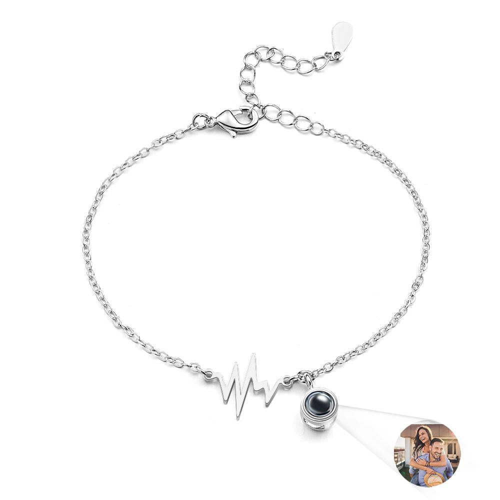 Bracelet De Projection Personnalisé Cadeau D'électrocardiogramme D'amour Pour Elle - votrecollierprenomfr