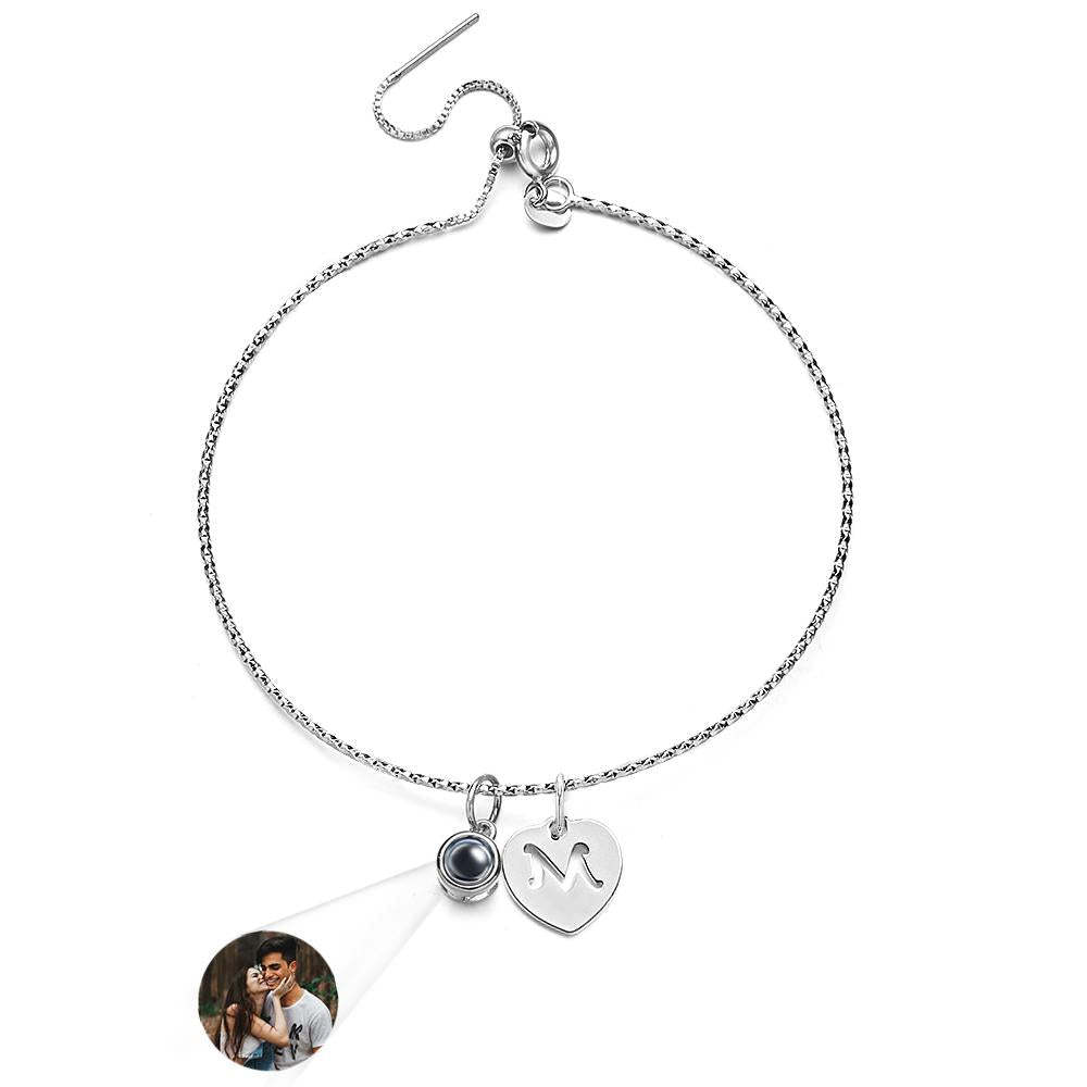 Bracelet De Lettre De Projection Personnalisé, Cadeau Simple Pour Elle - votrecollierprenomfr
