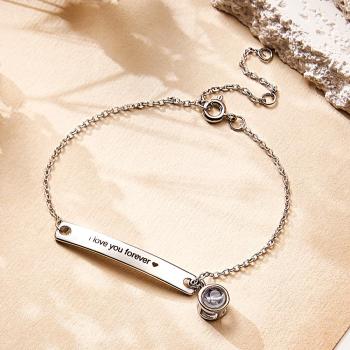 Bracelet Gravé Par Projection Personnalisé, Cadeau Simple Pour Fille - votrecollierprenomfr