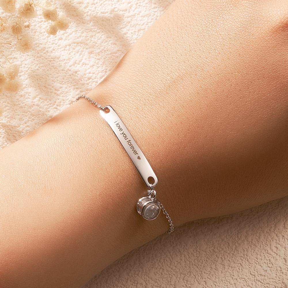 Bracelet Gravé Par Projection Personnalisé, Cadeau Simple Pour Fille - votrecollierprenomfr