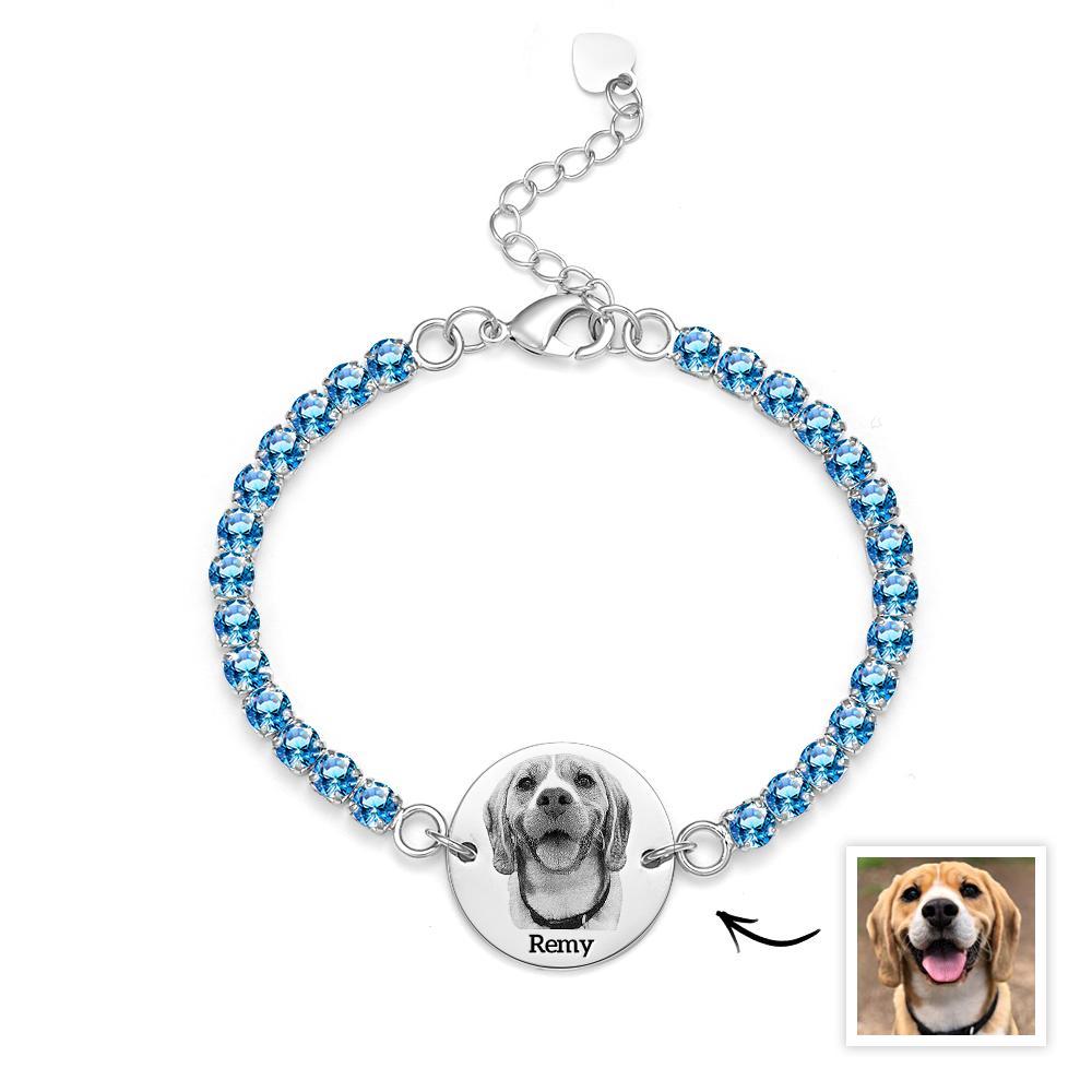 Bracelet De Tennis Personnalisé Avec Photo Et Nom D'animal De Compagnie, Cadeau Unique Avec Tous Les Diamants Pour Les Amoureux Des Animaux De Compagnie - votrecollierprenomfr