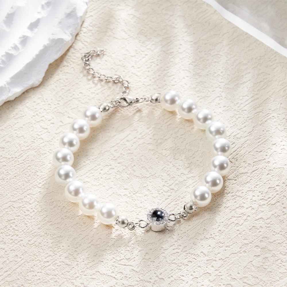 Bracelet De Projection Personnalisé Diamant Perle Cadeau Simple - votrecollierprenomfr