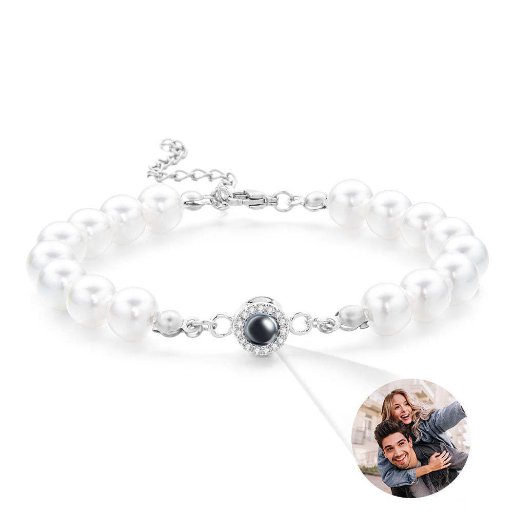 Bracelet De Projection Personnalisé Diamant Perle Cadeau Simple - votrecollierprenomfr