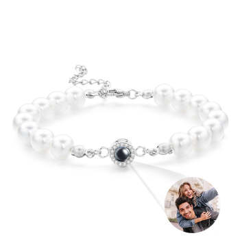 Bracelet De Projection Personnalisé Diamant Perle Cadeau Simple - votrecollierprenomfr