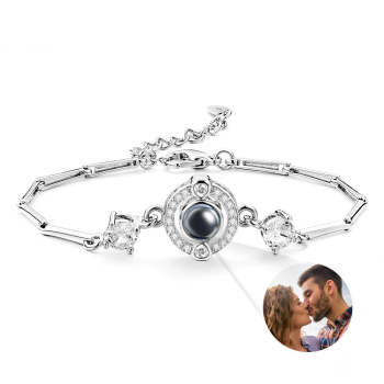 Bracelet De Projection Personnalisé Diamant Chaîne Unique Cadeau Fille - votrecollierprenomfr