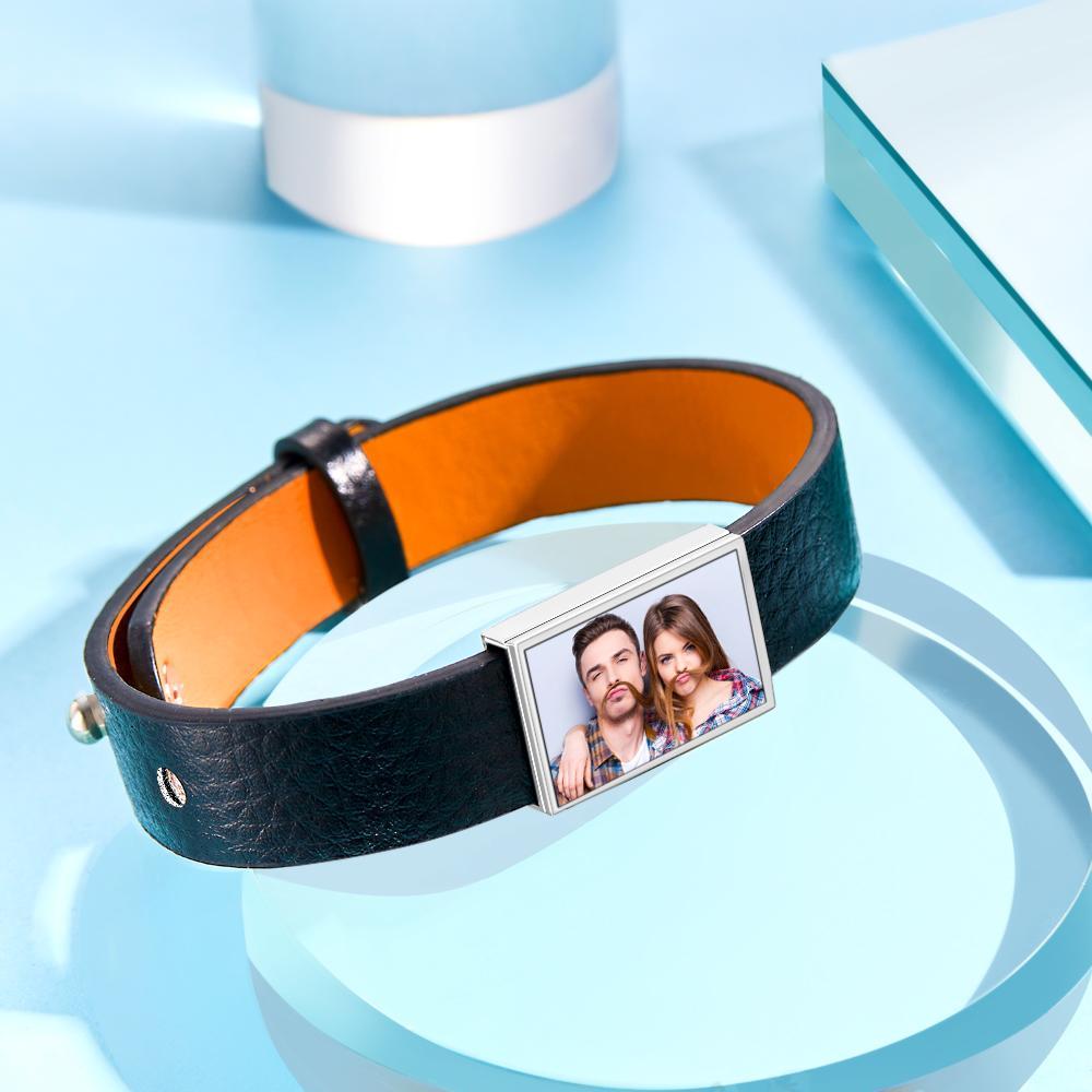 Bracelet Photo Personnalisé Bracelet Photo Personnalisé En Cuir Cadeau Pour Homme - votrecollierprenomfr