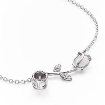 Bracelet De Projection De Photo Tulipe, Personnalisé, Fleur, Minimaliste, Bijoux Commémoratifs Pour Animaux De Compagnie - votrecollierprenomfr