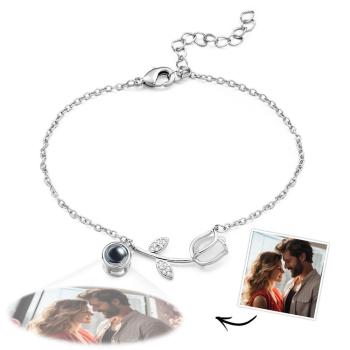 Bracelet De Projection De Photo Tulipe, Personnalisé, Fleur, Minimaliste, Bijoux Commémoratifs Pour Animaux De Compagnie - votrecollierprenomfr