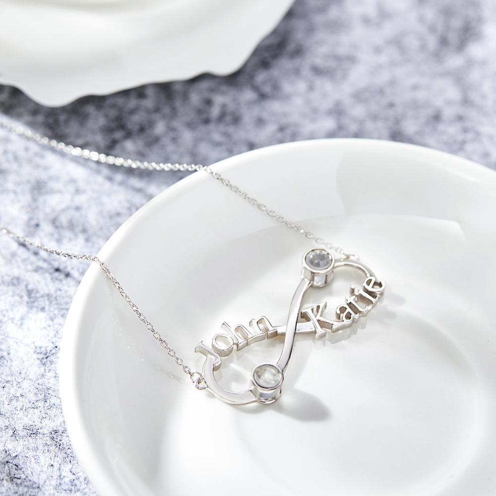 Collier De Projection Gravé Personnalisé Symbole De L'infini Commémorer Les Cadeaux - votrecollierprenomfr