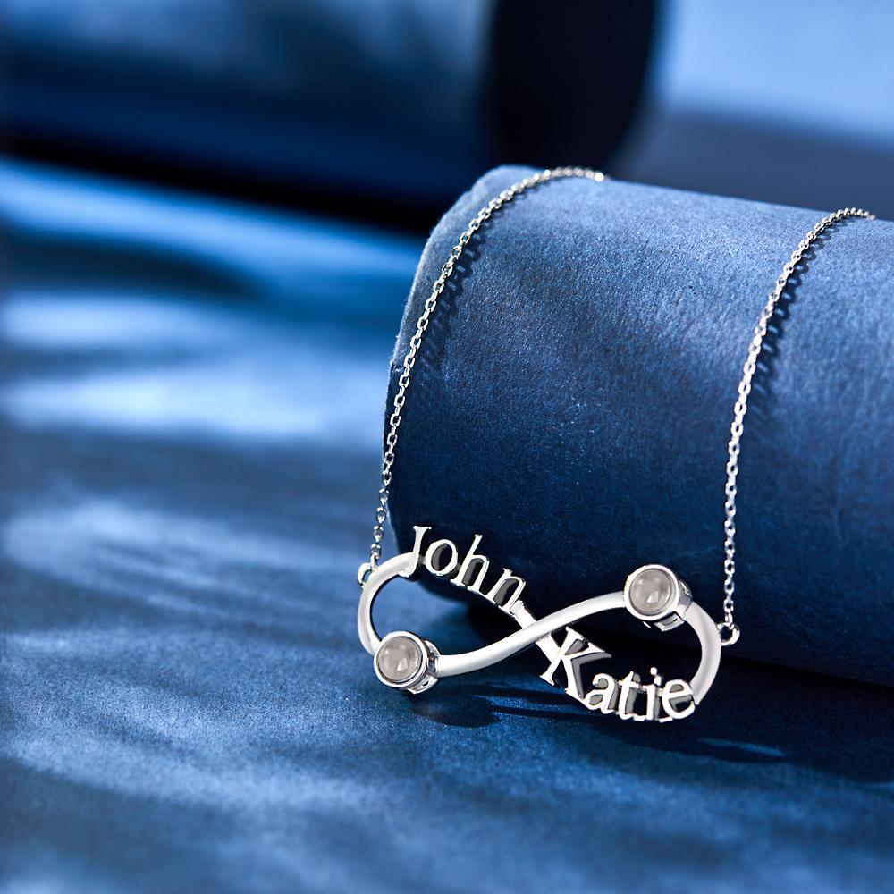 Collier De Projection Gravé Personnalisé Symbole De L'infini Commémorer Les Cadeaux - votrecollierprenomfr