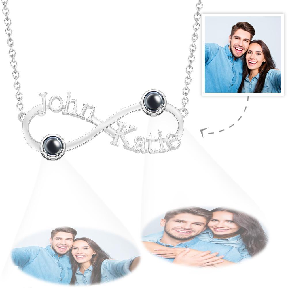 Collier De Projection Gravé Personnalisé Symbole De L'infini Commémorer Les Cadeaux - votrecollierprenomfr