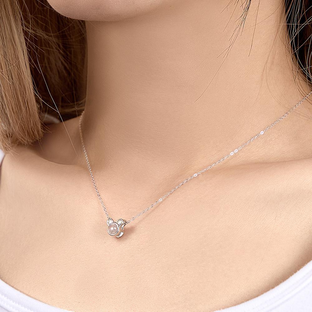 Collier Photo Projection Personnalisé Souris Mignonne Cadeaux Drôles - votrecollierprenomfr