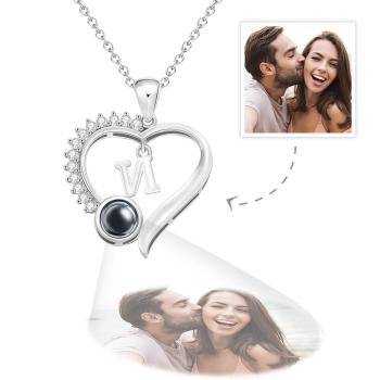 Collier De Projection Personnalisé Lettre Personnalisée Cadeaux De Conception En Forme De Coeur - votrecollierprenomfr