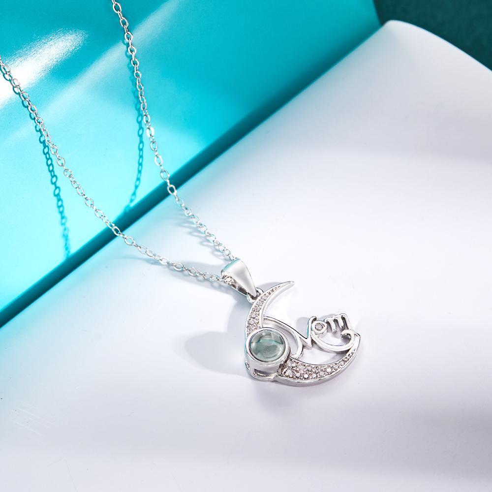 Collier De Projection De Photo Personnalisé Collier Pendentif Lune Cadeau Pour Maman - votrecollierprenomfr
