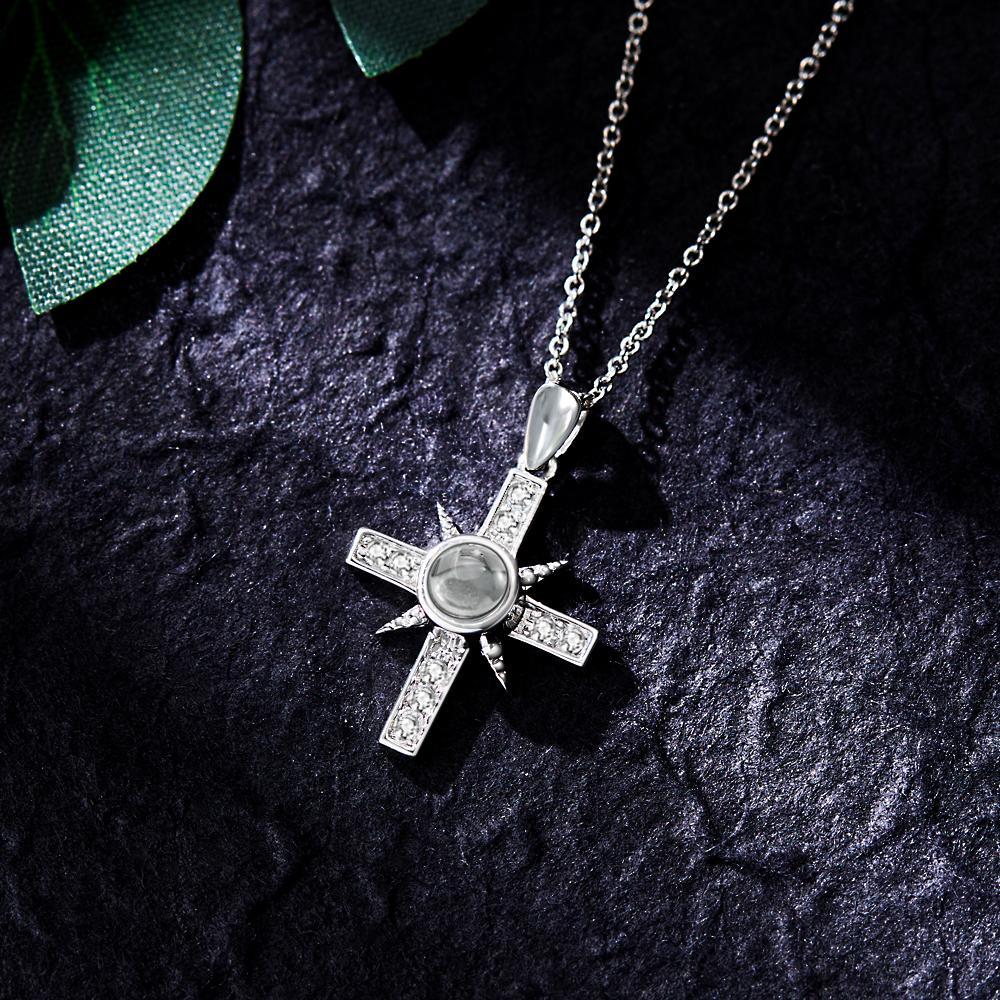 Collier Personnalisé De Projection De Photo De Croix Cadeaux Personnalisés De Bijoux De Photo Pour Des Femmes - votrecollierprenomfr
