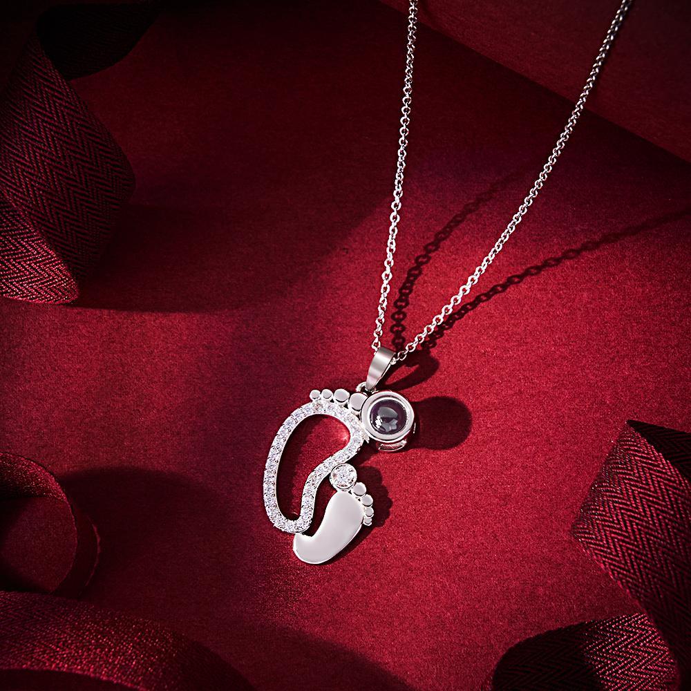 Collier De Projection Personnalisé Cadeaux De Couple De Diamant De Pieds Drôles - votrecollierprenomfr