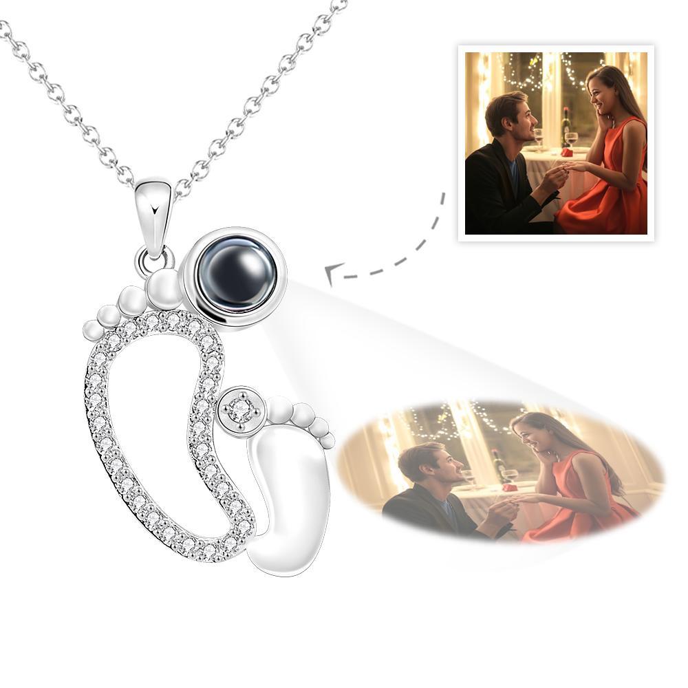 Collier De Projection Personnalisé Cadeaux De Couple De Diamant De Pieds Drôles - votrecollierprenomfr