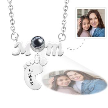 Collier Gravé Projection Personnalisée Pieds Drôles Cadeaux Fête Des Mères - votrecollierprenomfr
