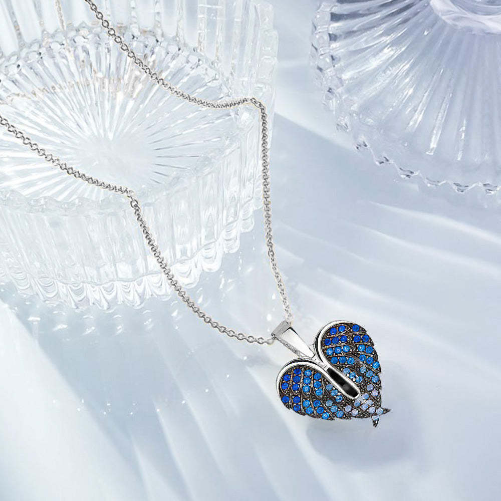 Collier De Projection Personnalisé, Pendentif Ailes En Forme De Cœur, Cadeau Pour Elle - votrecollierprenomfr