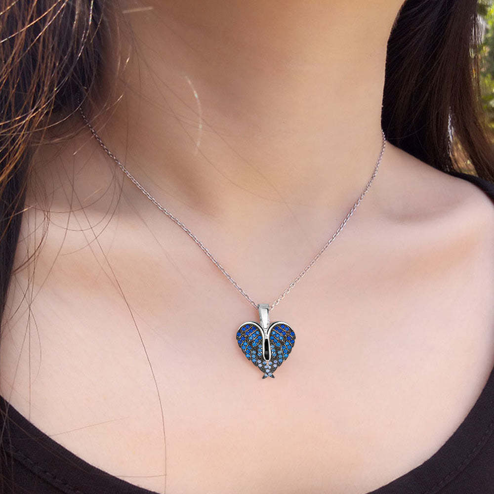 Collier De Projection Personnalisé, Pendentif Ailes En Forme De Cœur, Cadeau Pour Elle - votrecollierprenomfr