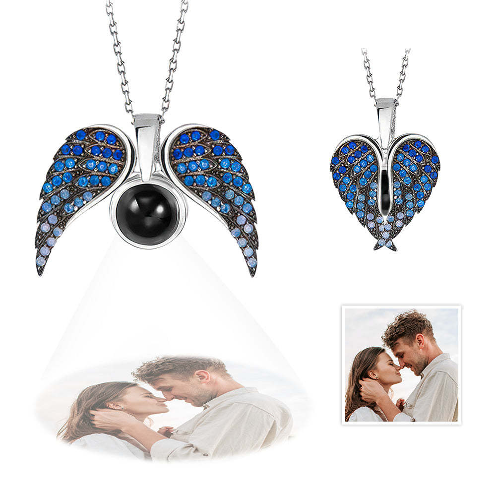Collier De Projection Personnalisé, Pendentif Ailes En Forme De Cœur, Cadeau Pour Elle - votrecollierprenomfr