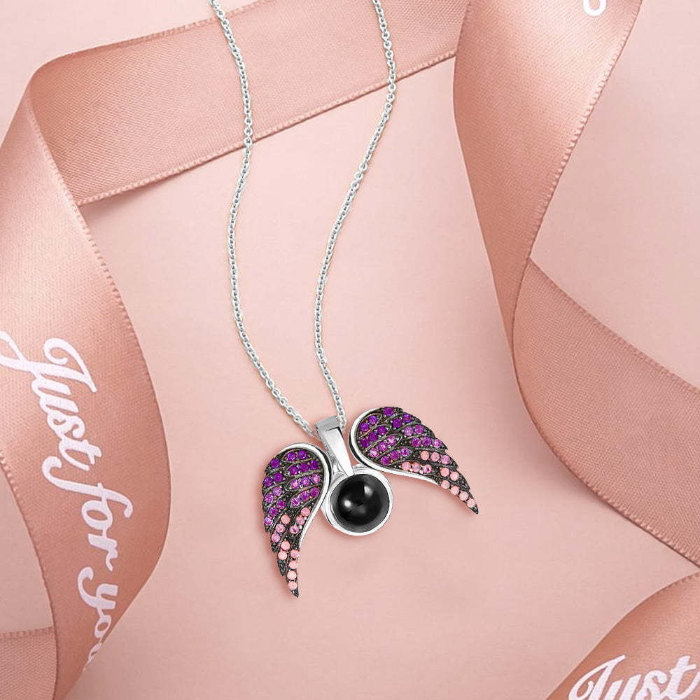 Collier De Projection Personnalisé, Pendentif Ailes En Forme De Cœur, Cadeau Pour Elle - votrecollierprenomfr