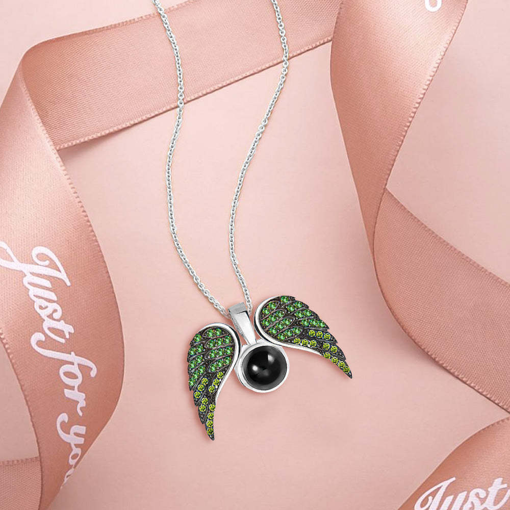 Collier De Projection Personnalisé, Pendentif Ailes En Forme De Cœur, Cadeau Pour Elle - votrecollierprenomfr