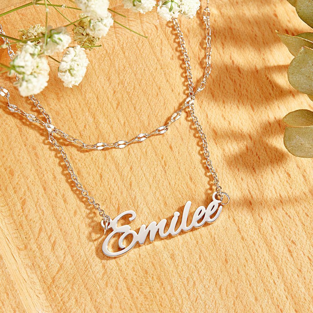 Collier Personnalisé En Couches, Collier Avec Nom Personnalisé, Cadeaux D'anniversaire Pour Elle - votrecollierprenomfr