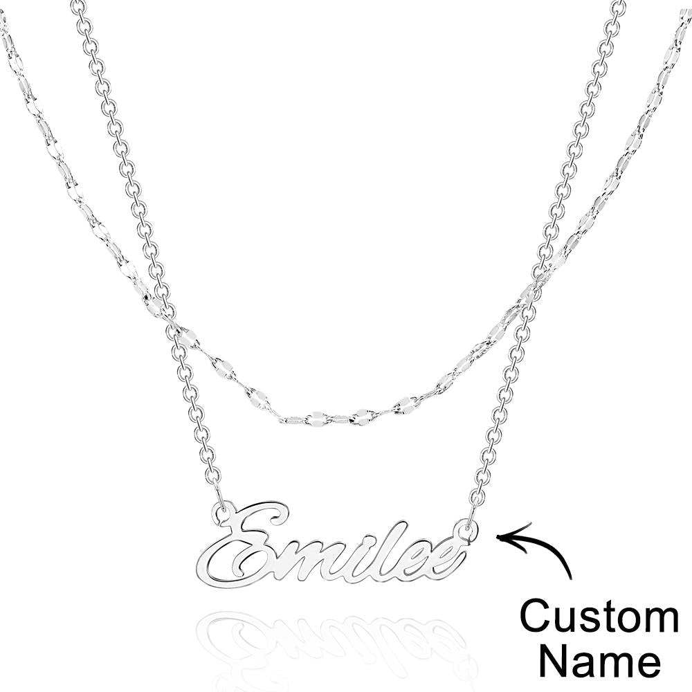 Collier Personnalisé En Couches, Collier Avec Nom Personnalisé, Cadeaux D'anniversaire Pour Elle - votrecollierprenomfr