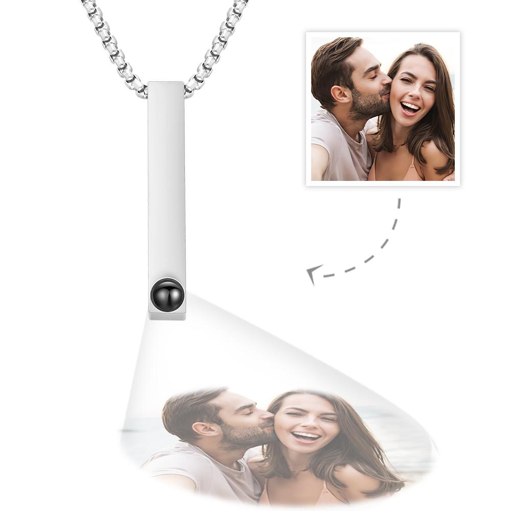 Barre 3D de Projection de photos Collier Barre Verticale Collier Cadeaux pour Petite Amie