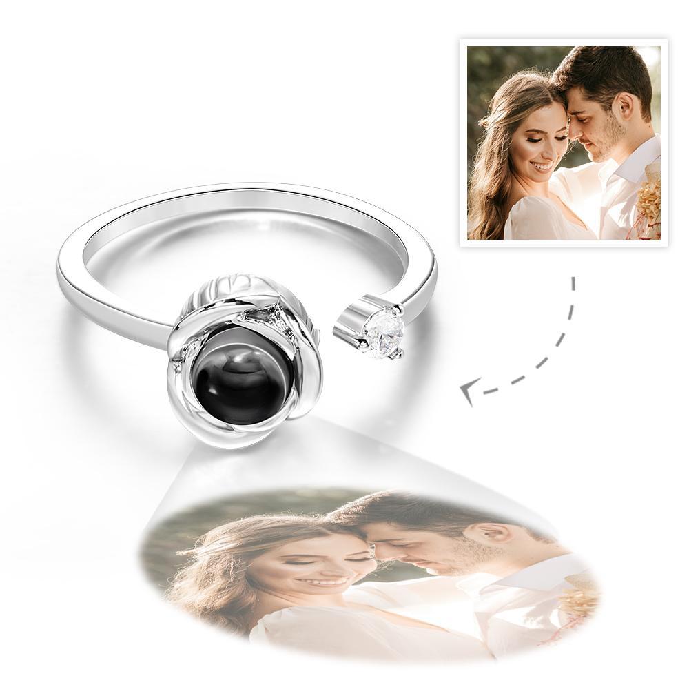 Bague Projection Photo Personnalisée Bague Ouverte Photo Personnalisée Cadeau Saint Valentin - votrecollierprenomfr