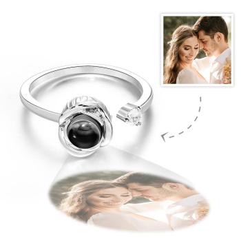 Bague Projection Photo Personnalisée Bague Ouverte Photo Personnalisée Cadeau Saint Valentin - votrecollierprenomfr