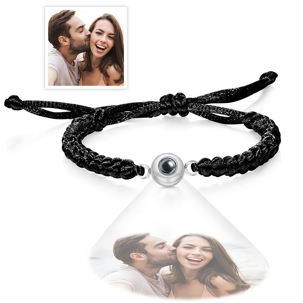 Cadeaux De Couple Colorés De Style De Tissage De Bracelet De Photo De Projection Personnalisée - votrecollierprenomfr