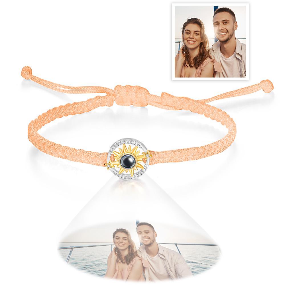 Cadeaux De Couple De Mode De Fleur De Soleil De Bracelet De Projection De Photo Faite Sur Commande - votrecollierprenomfr