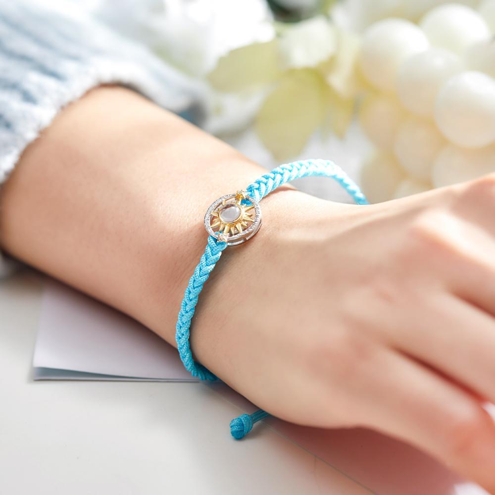 Cadeaux De Couple De Mode De Fleur De Soleil De Bracelet De Projection De Photo Faite Sur Commande - votrecollierprenomfr
