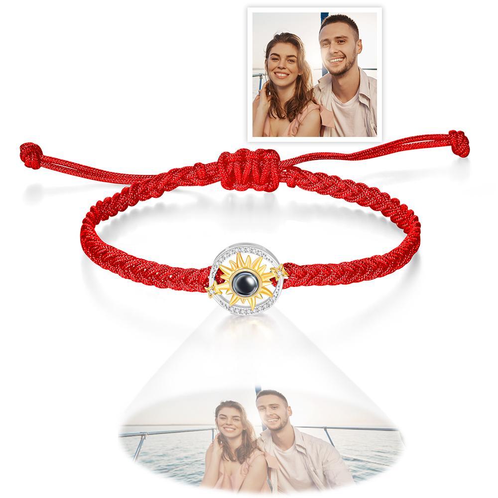 Cadeaux De Couple De Mode De Fleur De Soleil De Bracelet De Projection De Photo Faite Sur Commande - votrecollierprenomfr