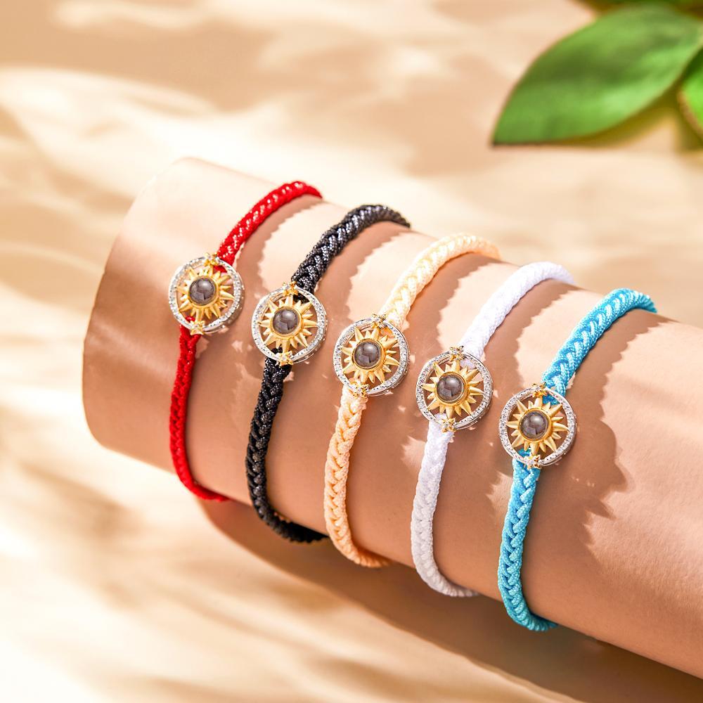 Cadeaux De Couple De Mode De Fleur De Soleil De Bracelet De Projection De Photo Faite Sur Commande - votrecollierprenomfr