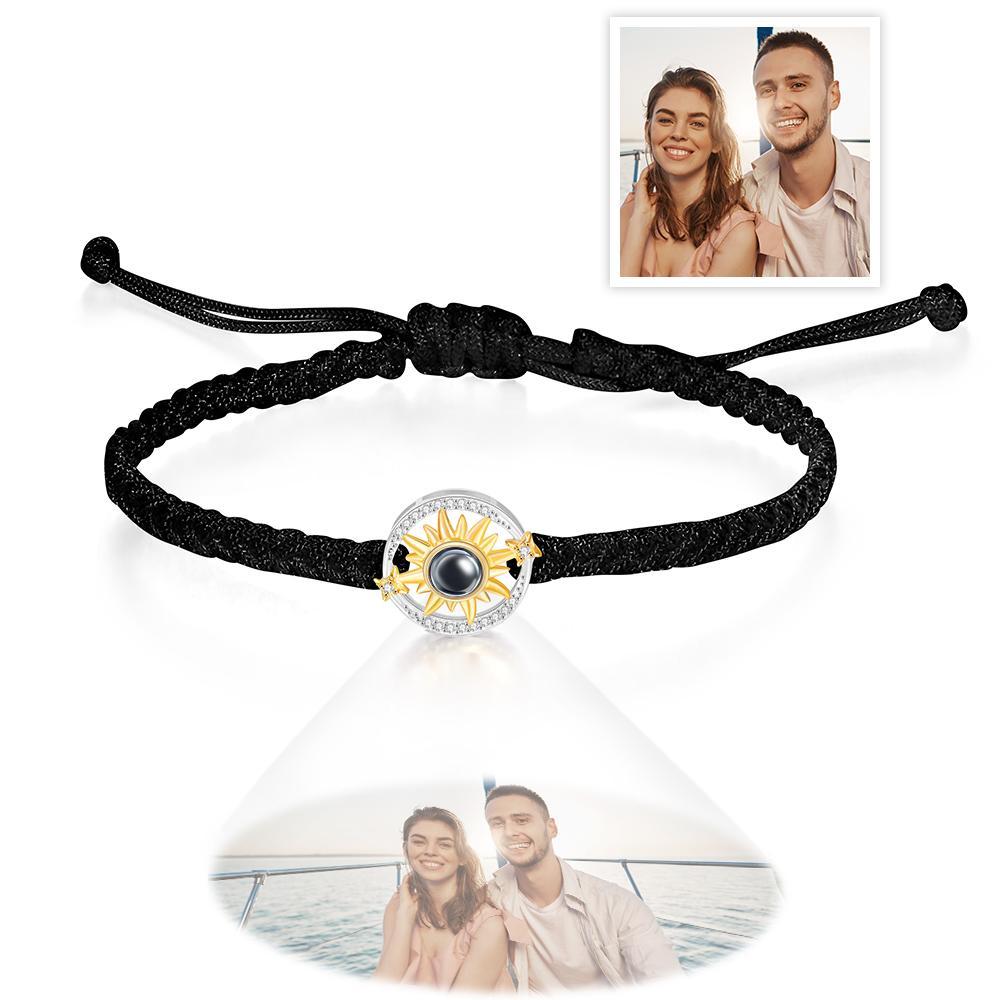 Cadeaux De Couple De Mode De Fleur De Soleil De Bracelet De Projection De Photo Faite Sur Commande - votrecollierprenomfr