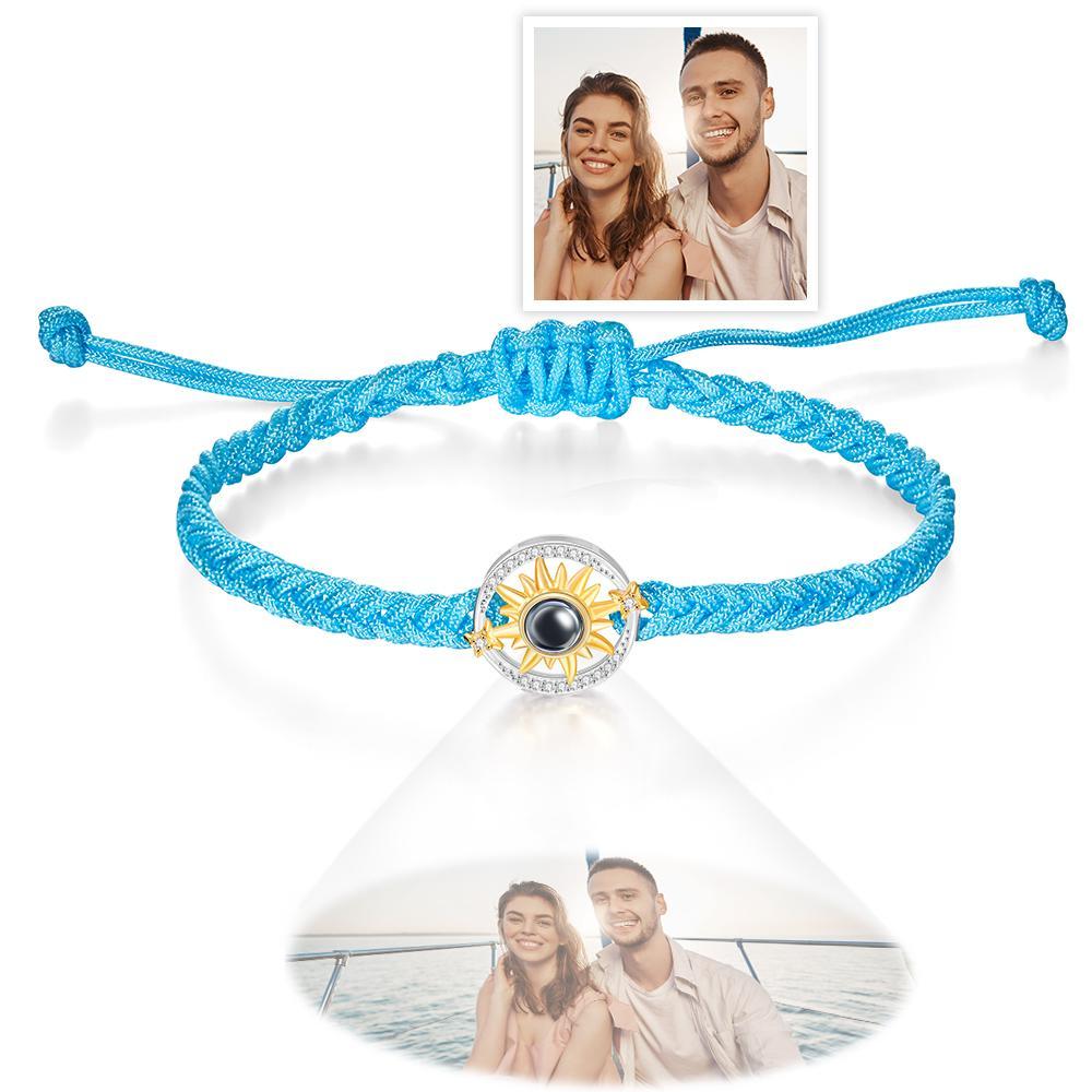 Cadeaux De Couple De Mode De Fleur De Soleil De Bracelet De Projection De Photo Faite Sur Commande - votrecollierprenomfr