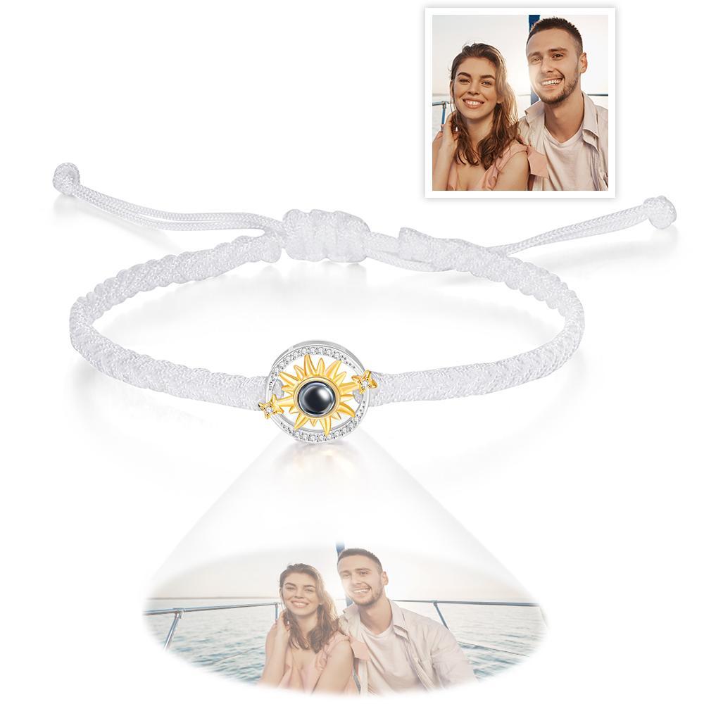 Cadeaux De Couple De Mode De Fleur De Soleil De Bracelet De Projection De Photo Faite Sur Commande - votrecollierprenomfr