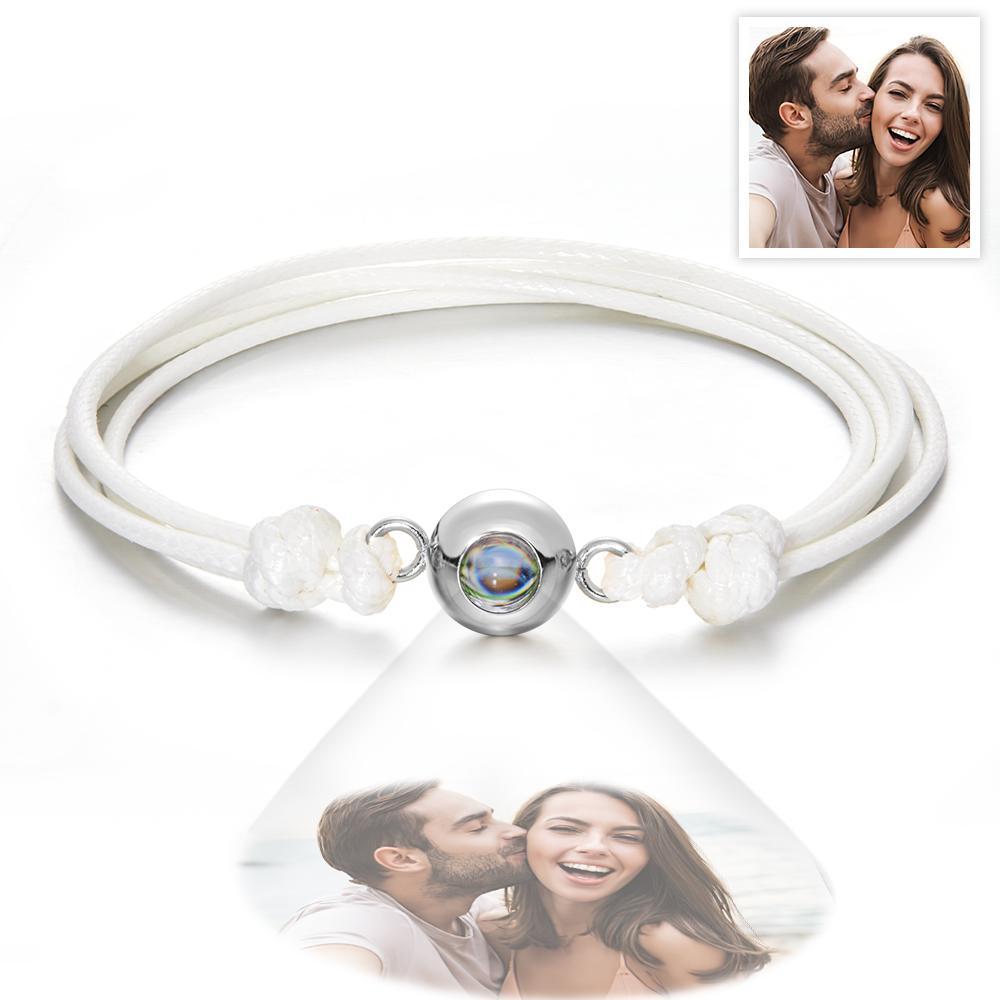 Cadeaux De Couple Colorés De Style De Tissage De Bracelet De Photo De Projection Personnalisée - votrecollierprenomfr