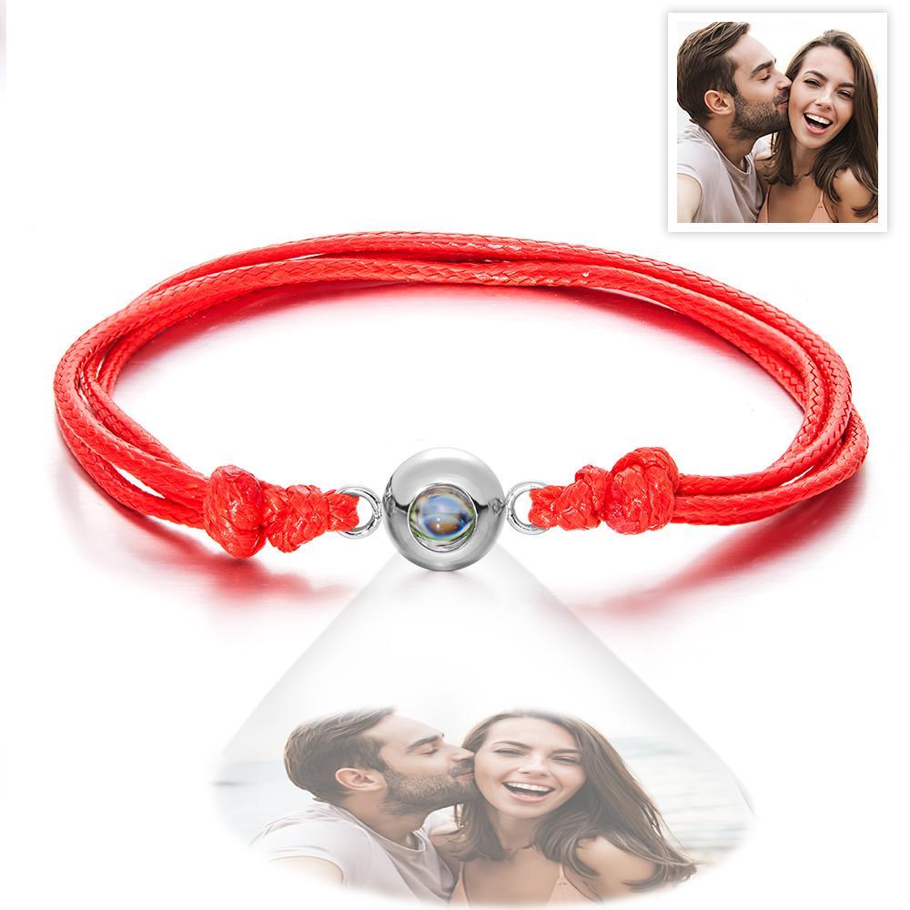 Cadeaux De Couple Colorés De Style De Tissage De Bracelet De Photo De Projection Personnalisée - votrecollierprenomfr