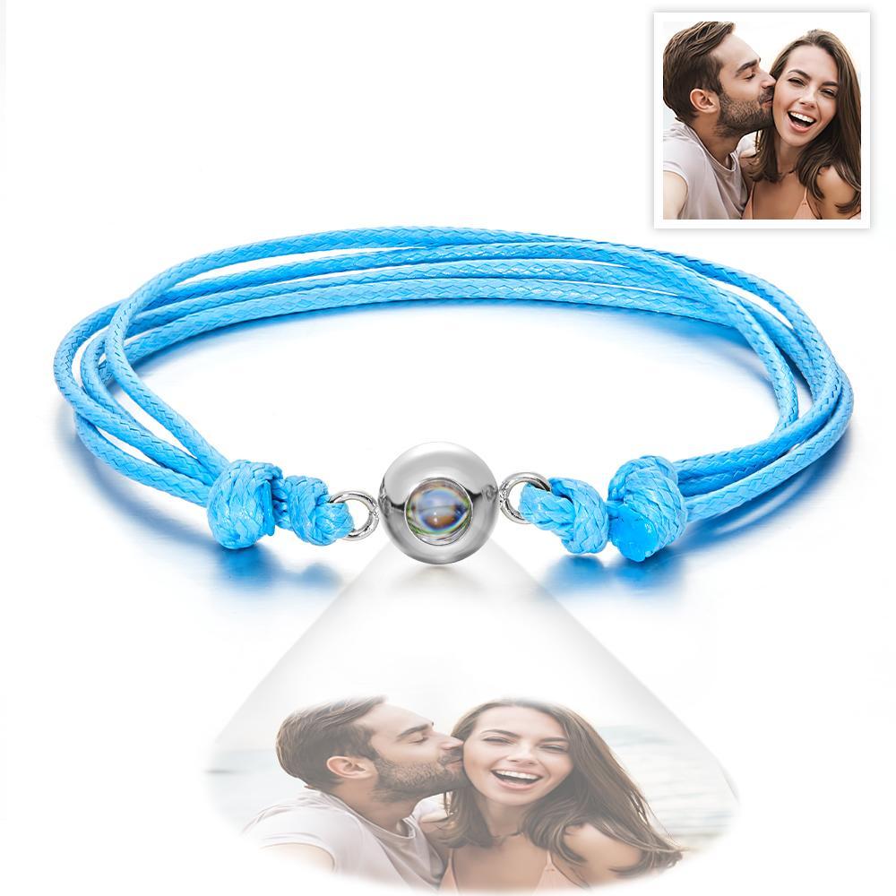 Cadeaux De Couple Colorés De Style De Tissage De Bracelet De Photo De Projection Personnalisée - votrecollierprenomfr