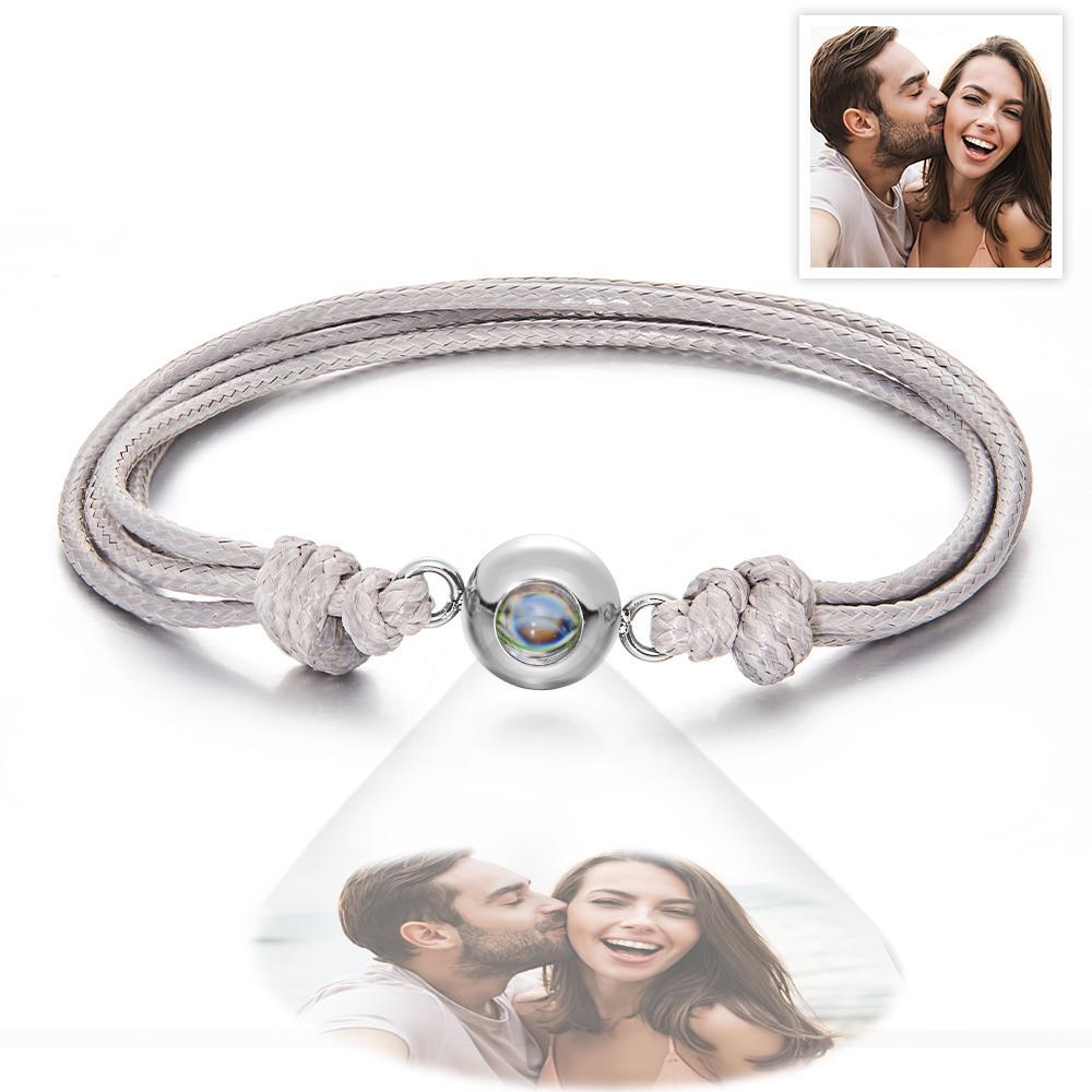 Cadeaux De Couple Colorés De Style De Tissage De Bracelet De Photo De Projection Personnalisée - votrecollierprenomfr