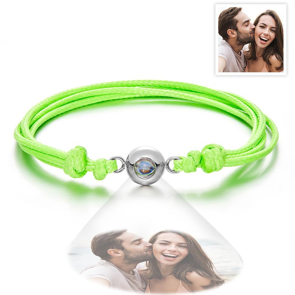 Cadeaux De Couple Colorés De Style De Tissage De Bracelet De Photo De Projection Personnalisée - votrecollierprenomfr