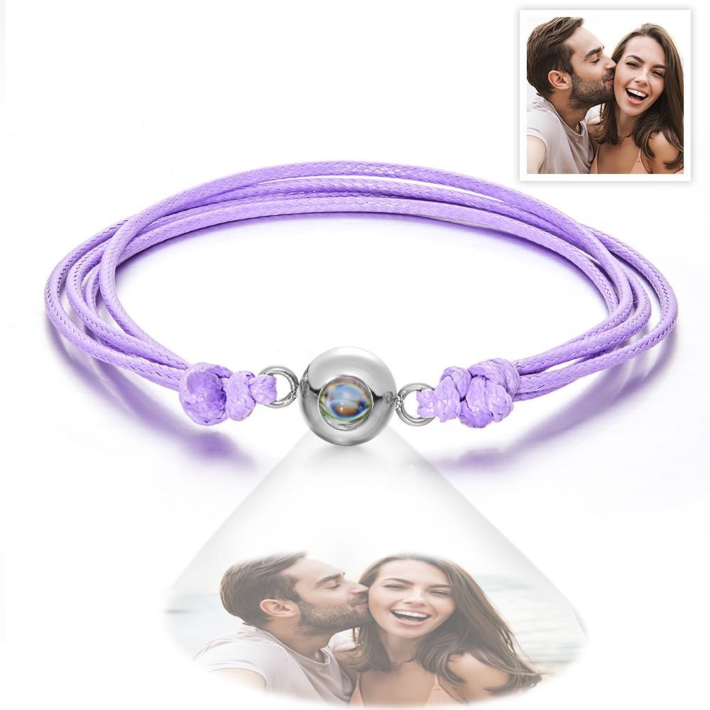 Cadeaux De Couple Colorés De Style De Tissage De Bracelet De Photo De Projection Personnalisée - votrecollierprenomfr