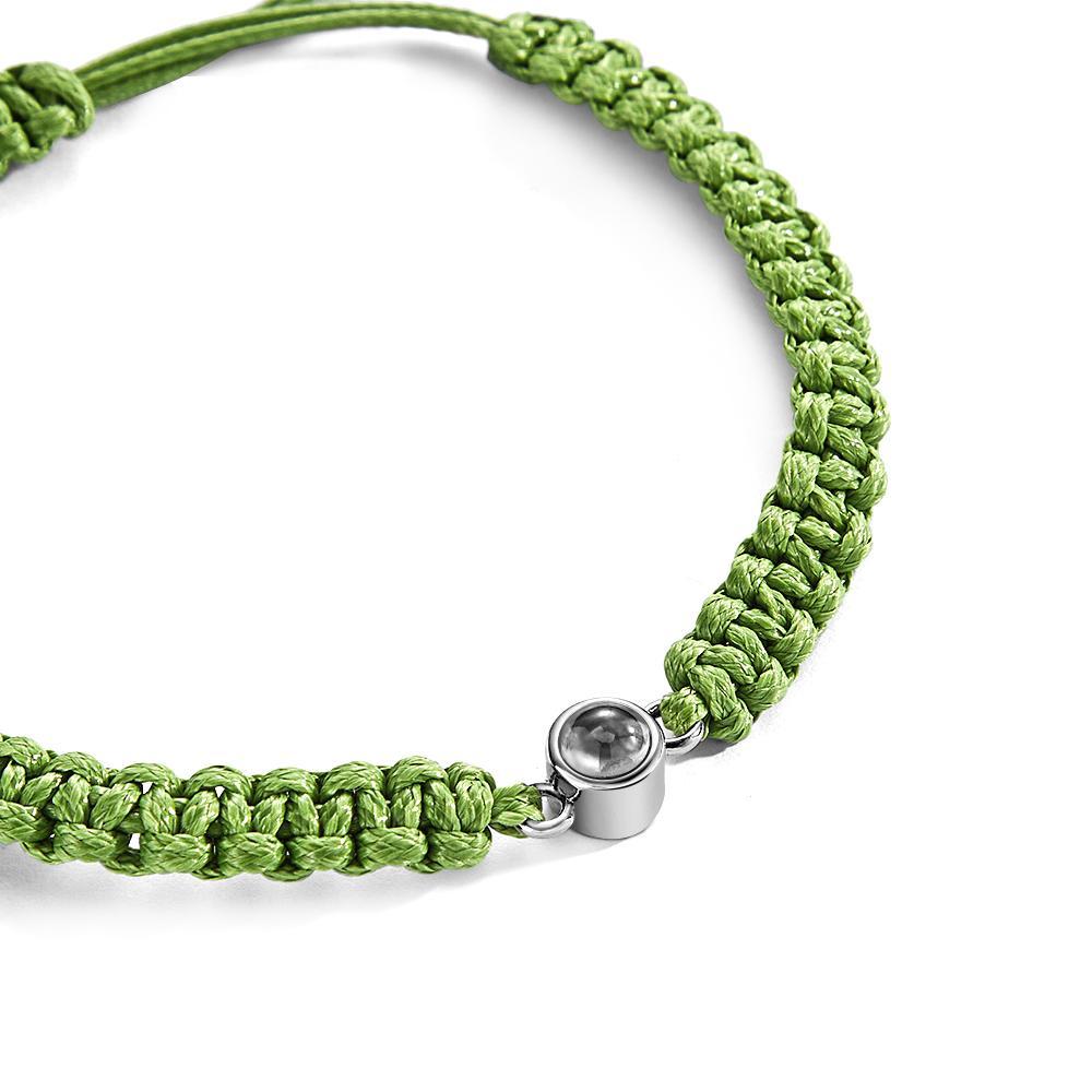 Bracelet De Projection De Photo Tressé Personnalisé, Corde En Queue De Poisson, Bracelet Tressé À La Main, Cadeau De Fête Des Pères Pour Hommes - votrecollierprenomfr