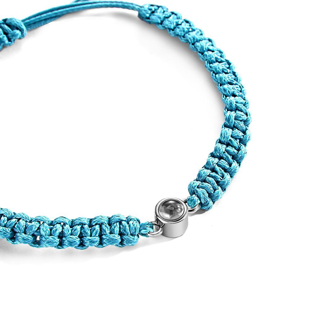 Bracelet De Projection De Photo Tressé Personnalisé, Corde En Queue De Poisson, Bracelet Tressé À La Main, Cadeau De Fête Des Pères Pour Hommes - votrecollierprenomfr