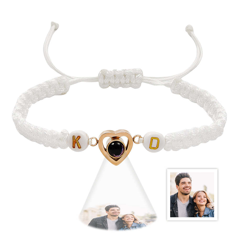 Bracelet De Projection De Photo Tressé Personnalisé, Corde En Queue De Poisson, Bracelet De Couple, Cadeaux Pour Amoureux - votrecollierprenomfr